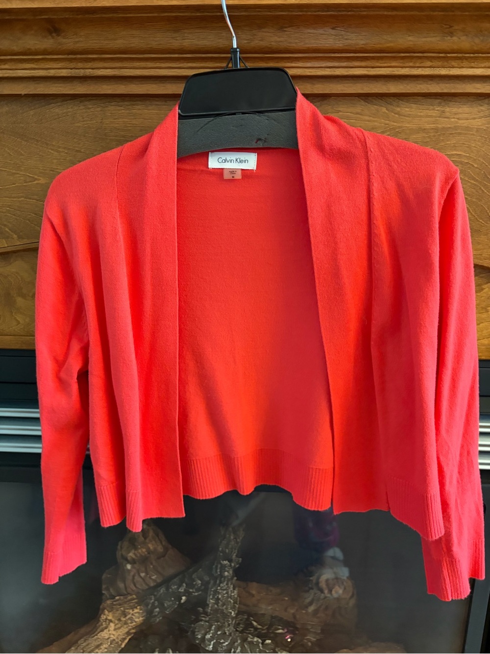 Calvin Klein Women’s Coral-Red Open-Front Cardigan